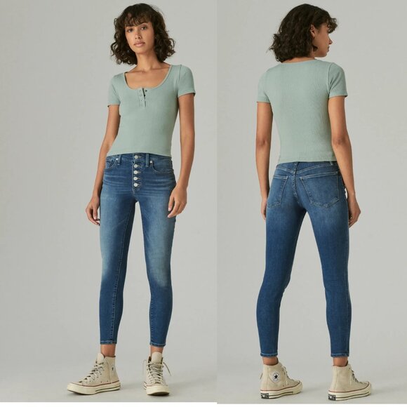 Lucky Brand Ankle Jeans Size 8 Brigette Button Closure Skinny - Picture 1 of 13